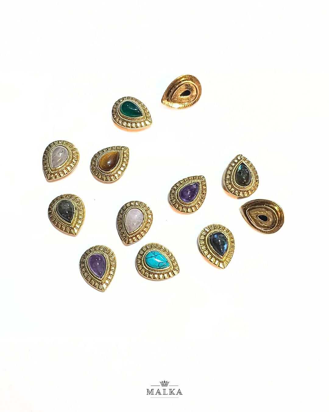 5pcs Drop Grooved Stone Connectors 16MM