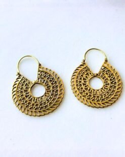 Alternative view of 5/20 Pairs Layered Tribal Sun Brass Earrings