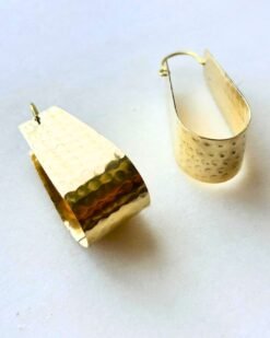 Alternative view of 5/20 Pairs Wide Hammered Shield Brass Earrings