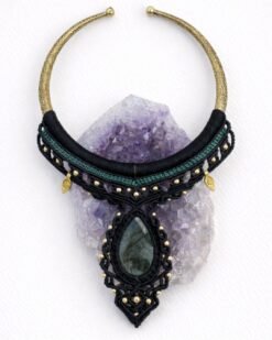 Alternative view of Teal Stone Pendant Macrame Choker