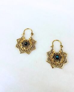 Alternative view of 5/20 Pairs Bloom Mandala Brass Earrings