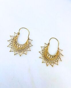 Alternative view of 5/20 Pairs Ornate Heart Fringe Brass Earrings