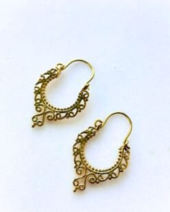 Alternative view of 5/20 Pairs Vintage Lace Filigree Hoop Brass Earrings