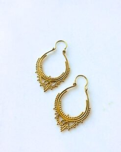 Alternative view of 5/20 Pairs Tribal Beaded Hoop Brass Earrings