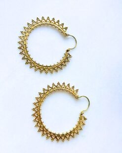 Alternative view of 5/20 Pairs Sun Halo Hoop Brass Earrings