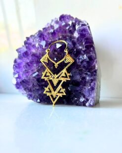 5/20 Pairs Layered Triangle Hoop Brass Earrings