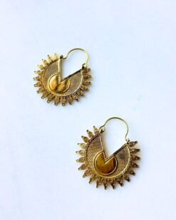 Alternative view of 5/20 Pairs Solar Empress Textured Brass Earrings