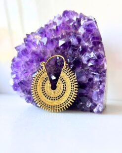 5/20 Pairs Solar Mandala Crescent Brass Earrings