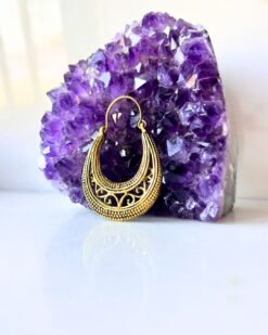 5/20 Pairs Drop Crescent Filigree Brass Earrings