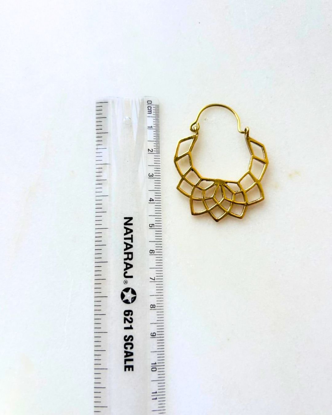 5/20 Pairs Geometric Lotus Mandala Brass Earrings - Image 3