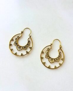 Alternative view of 5/20 Pairs Lotus Crescent Brass Earrings