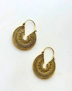 Alternative view of 5/20 Pairs Antique Mandala Crescent Brass Earrings