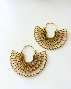 Alternative view of 5/20 Pairs Fan Mandala Statement Brass Earrings