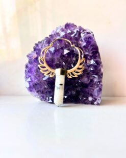 5/20 Pairs Winged Crystal Point Brass Earrings