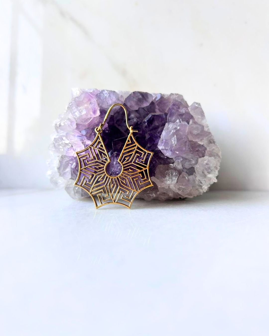 5/20 Pairs Maze Pattern Hoop Brass Earrings