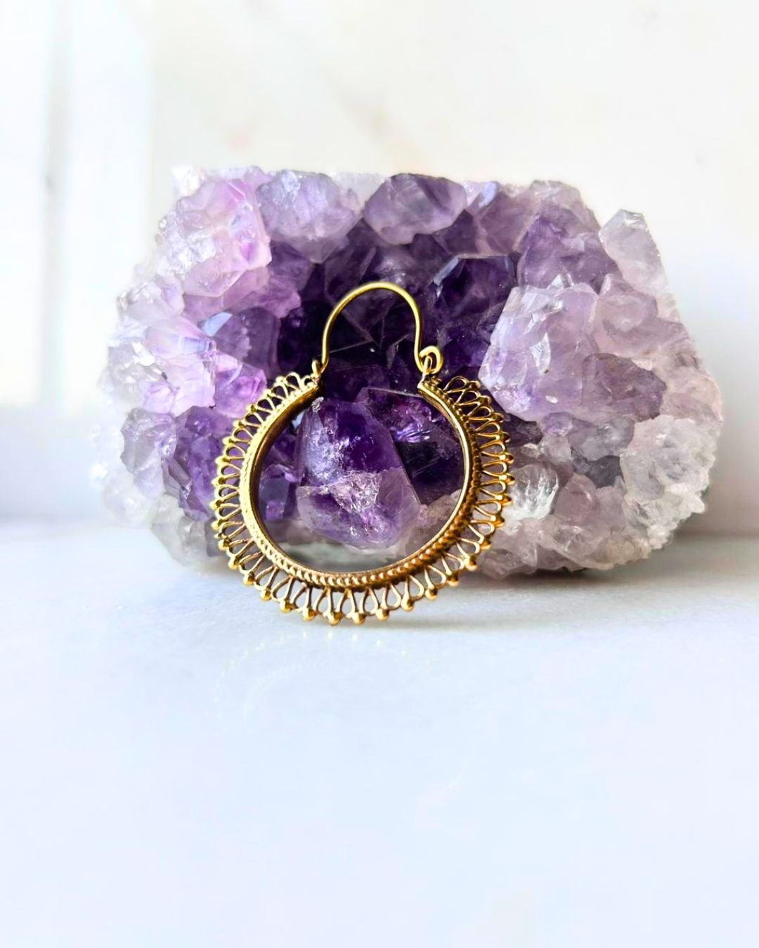 5/20 Pairs Delicate Lace Hoop Brass Earrings