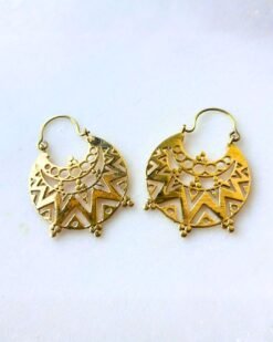 Alternative view of 5/20 Pairs Tribal Shield Hoop Brass Earrings