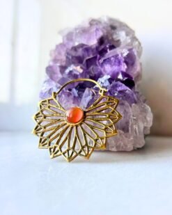 5/20 Pairs Sunburst Fan Stone Brass Earrings