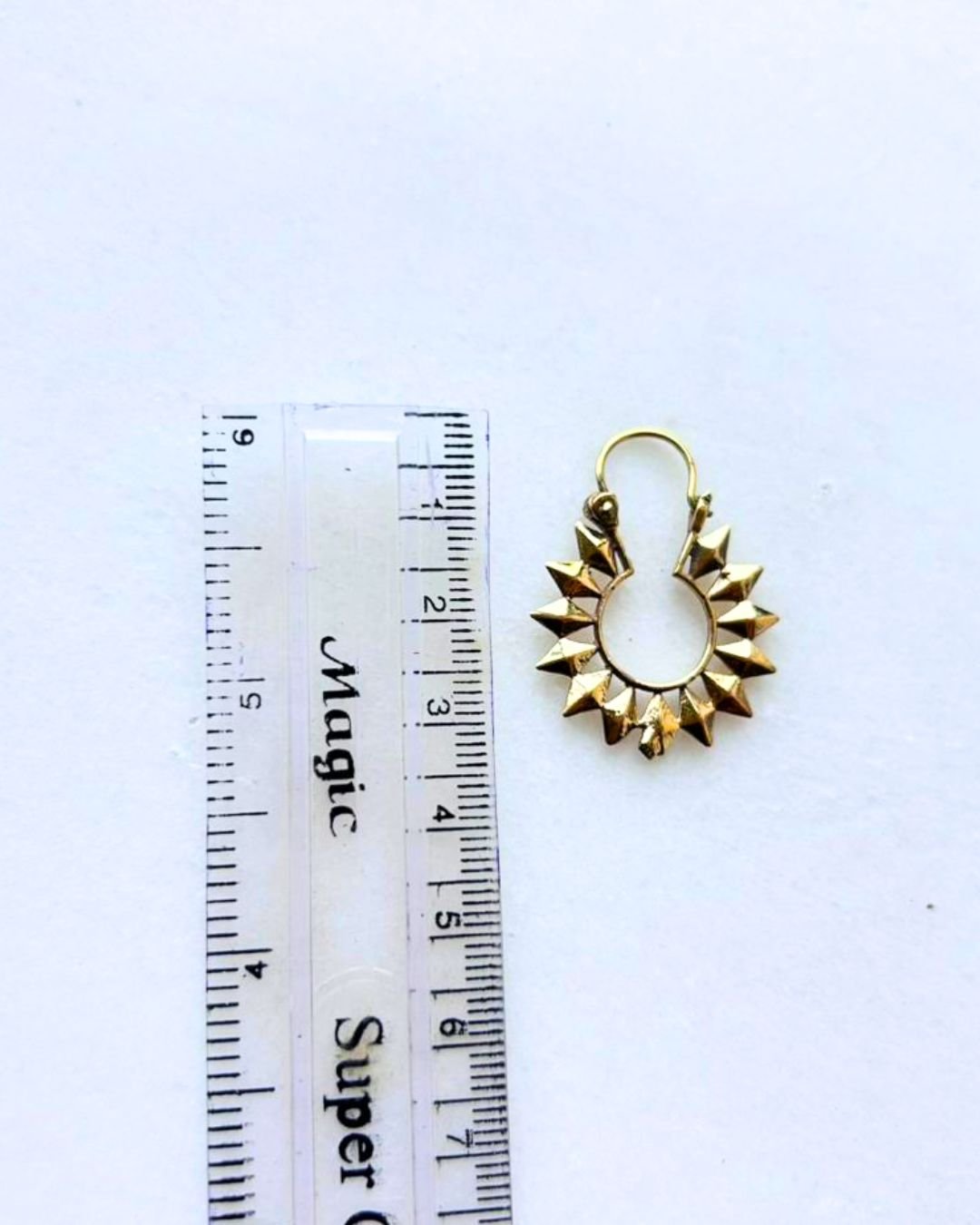 5/20 Pairs Mini Spiked Hoop Brass Earrings - Image 3