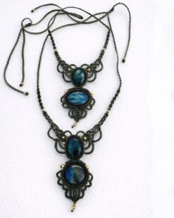 Double Natural Stone Macrame Necklace
