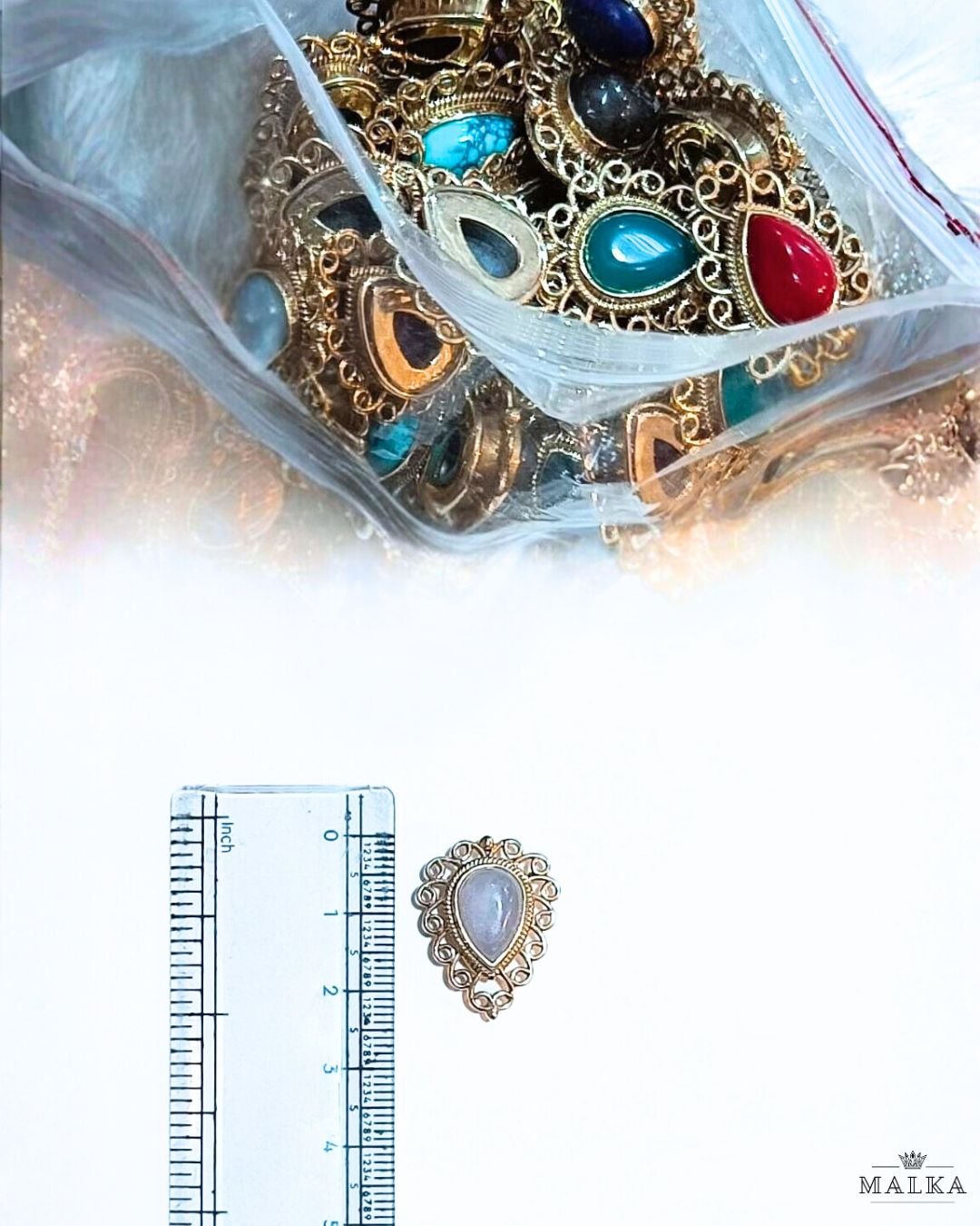 5pcs Drop Dots Grooved Stone Connectors 24MM - Image 2