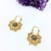 5/20 Pairs Bloom Mandala Brass Earrings