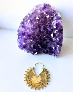 5/20 Pairs Solar Empress Textured Brass Earrings