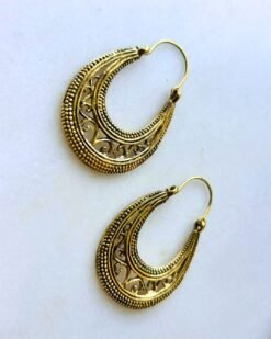 Alternative view of 5/20 Pairs Drop Crescent Filigree Brass Earrings