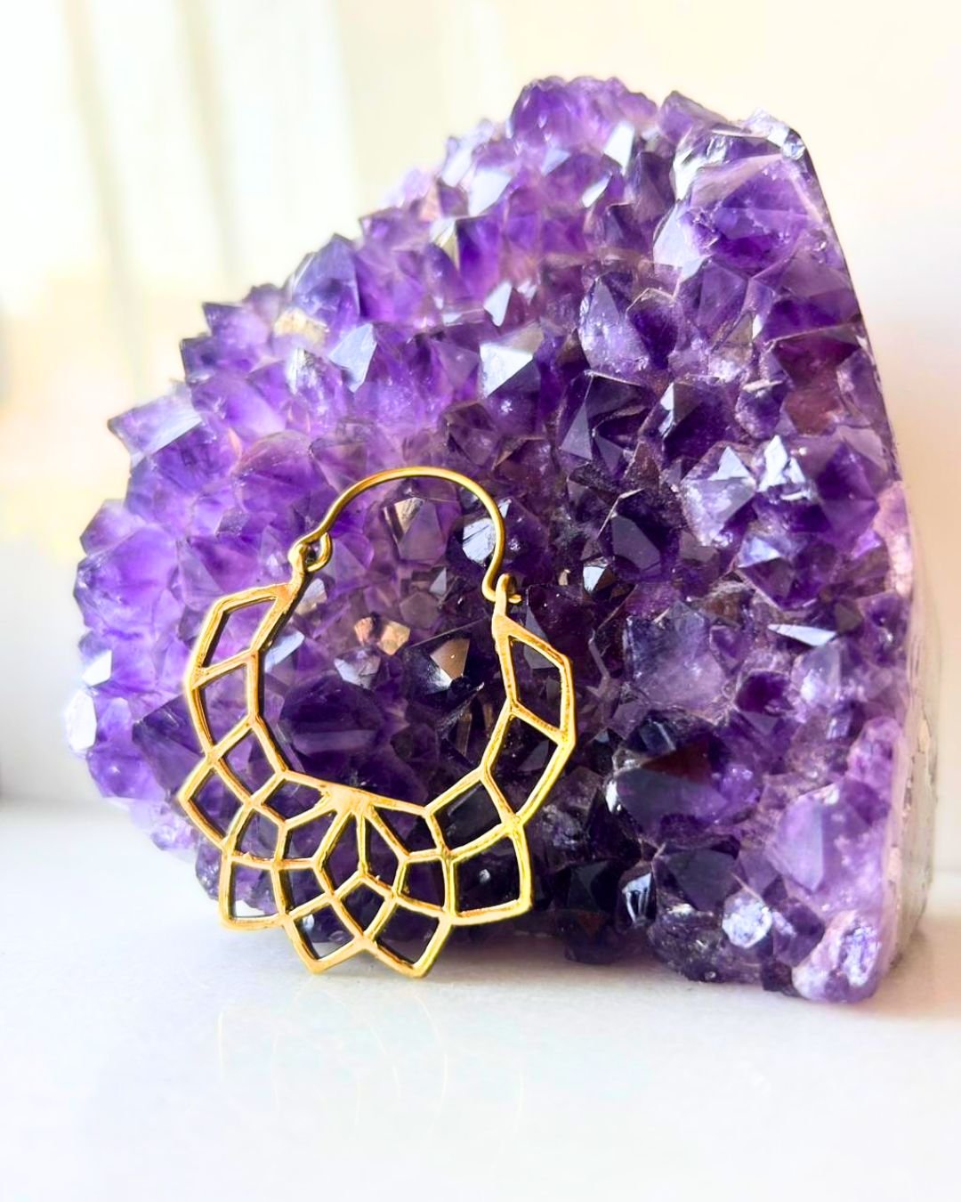 5/20 Pairs Geometric Lotus Mandala Brass Earrings