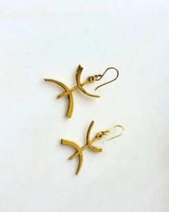 Alternative view of 5/20 Pairs Minimal Tribal Dangle Brass Earrings