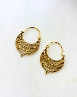 Alternative view of 5/20 Pairs Layered Crescent Filigree Brass Earrings