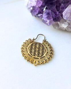 5/20 Pairs Flower of Life Mandala Brass Earrings