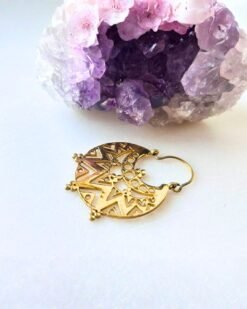 5/20 Pairs Tribal Shield Hoop Brass Earrings