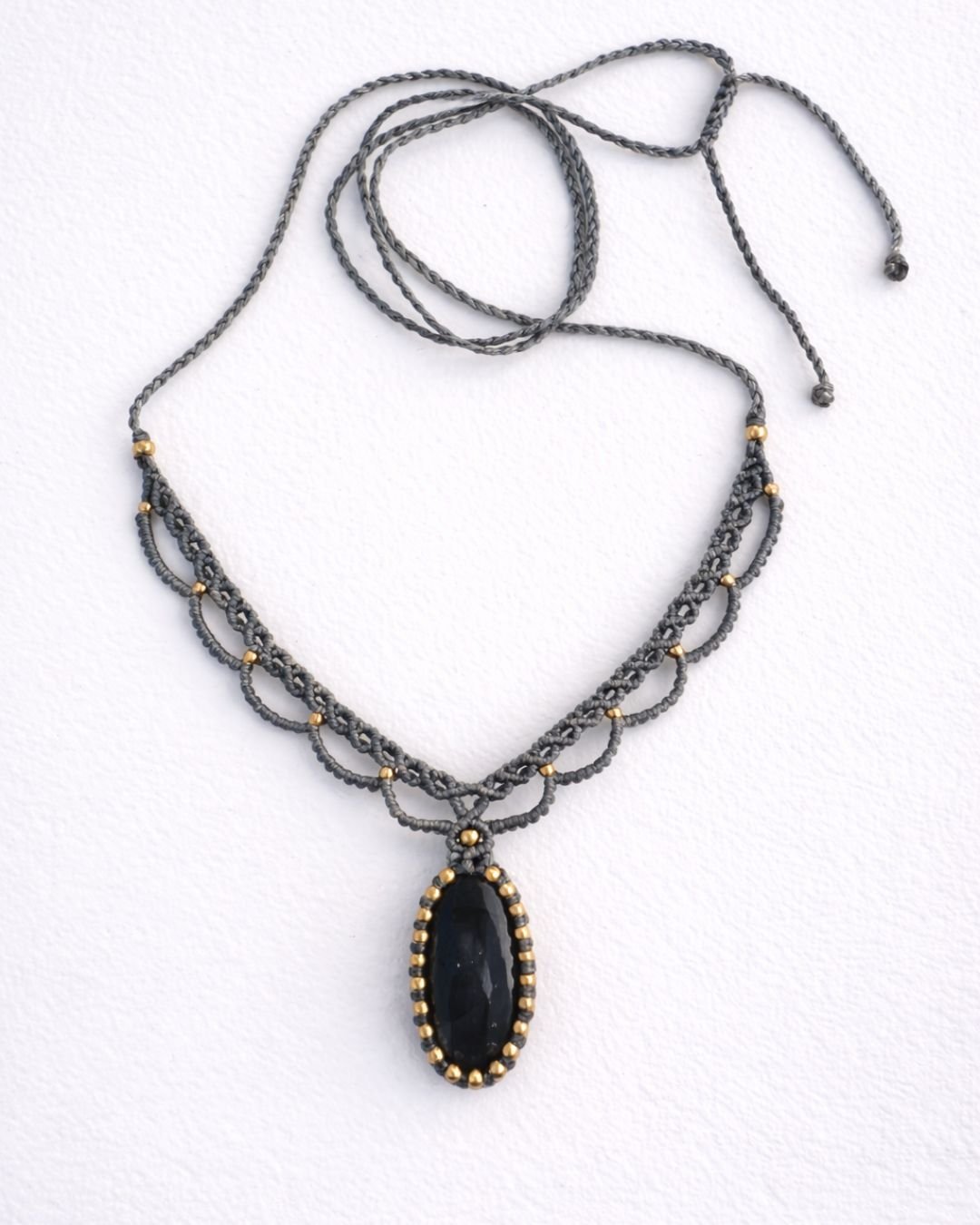 Labradorite Oval Stone Macrame Necklace - Image 3