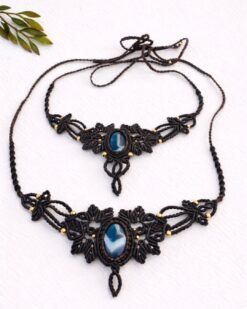 Blue Stone Macrame Necklace