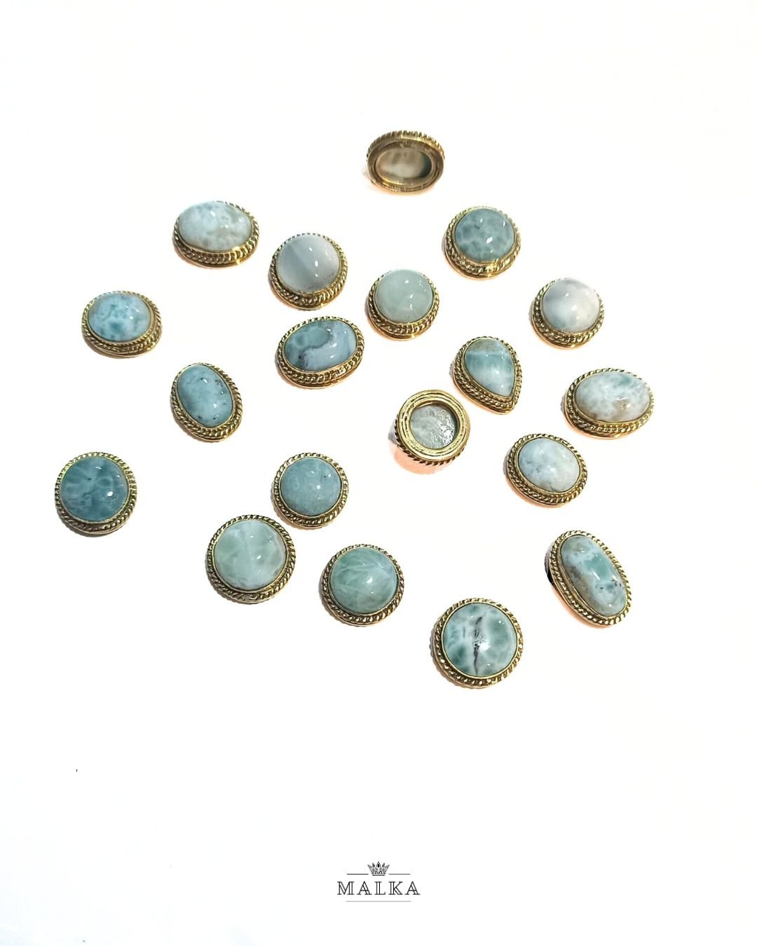 5pcs Larimar Grooved Stones Mix