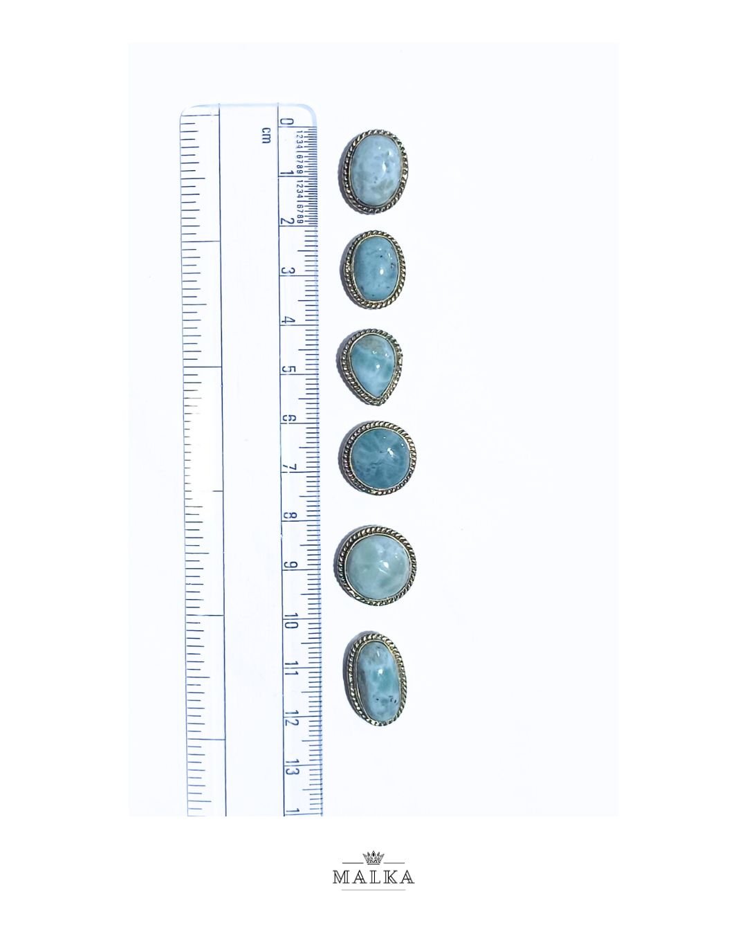 5pcs Larimar Grooved Stones Mix - Image 2