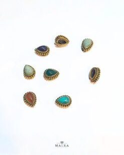 5pcs Drop Dots Grooved Stone Connectors 16MM