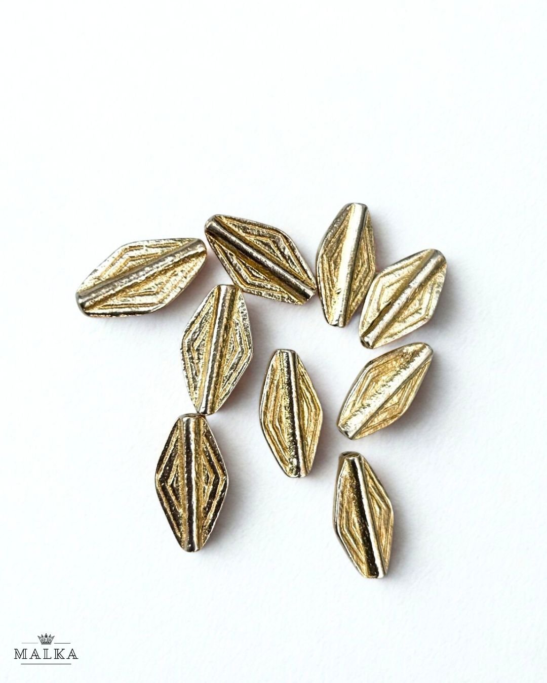Diamond Shaped Brass Charms Beads