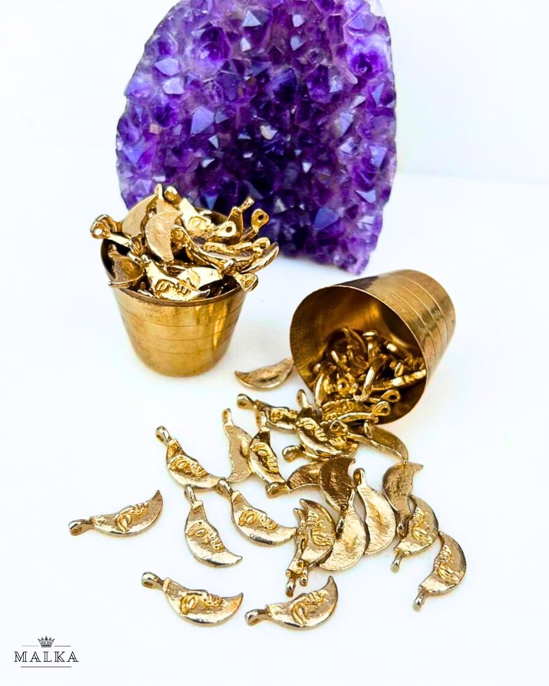 Crescent Moon Face Brass Charms - Image 2