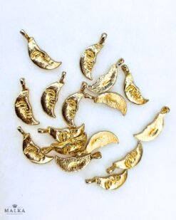 Crescent Moon Face Brass Charms