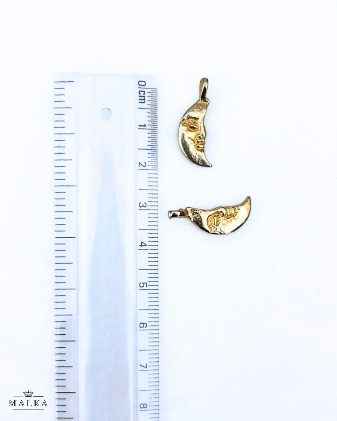 Crescent Moon Face Brass Charms - Image 3