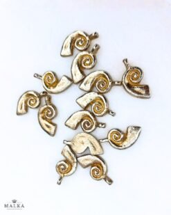Abstract Spiral Leaf Brass Charms