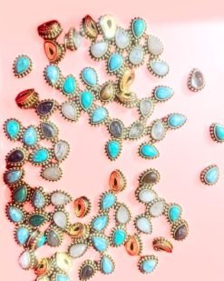 10pcs Drop Dots Grooved Stone Connectors 14MM