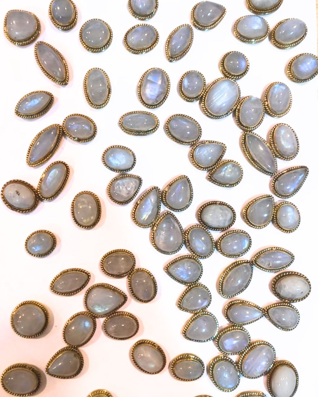 10 Moonstones Grooved Stones Mix Shapes