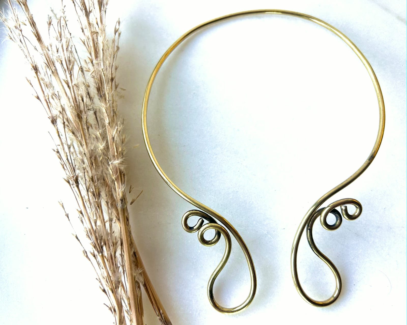 Spiral Sculptural Brass Choker Set