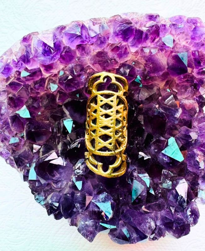 Crosshatch Brass Dreadlock Bead