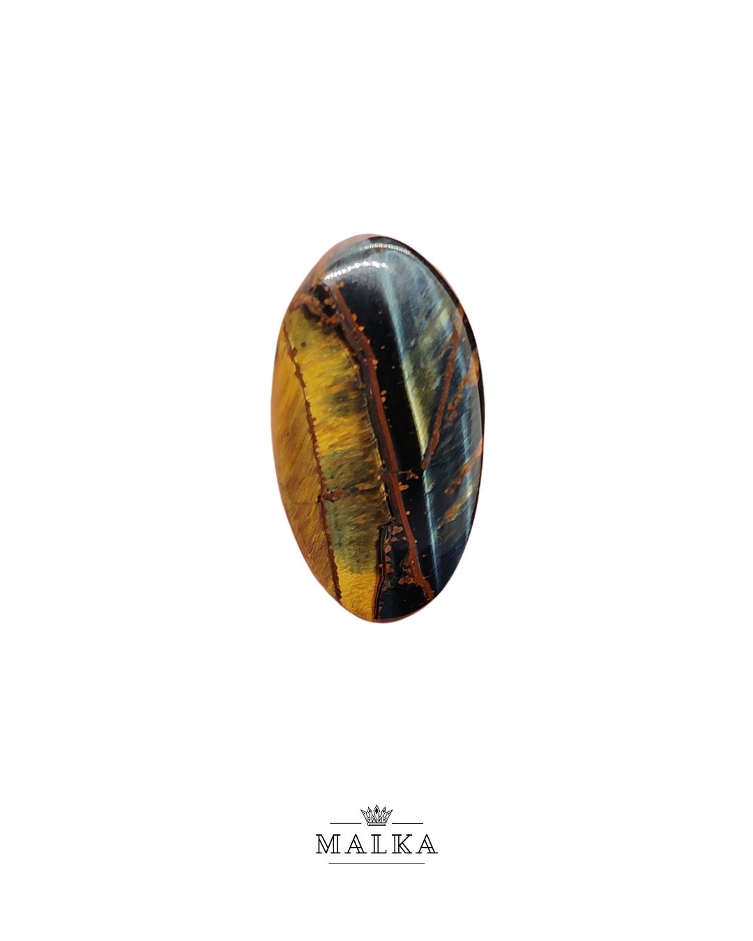 36mm Black Tiger Eye Cabochon – Oval Shape