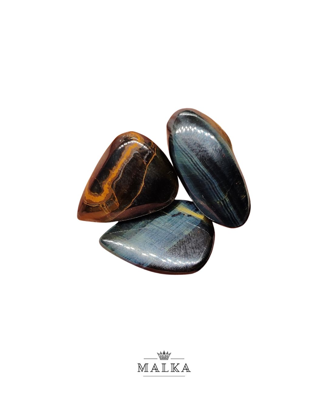 Black Tiger Eye Cabochon – Set of 3, Mixed Sizes (23–27mm)