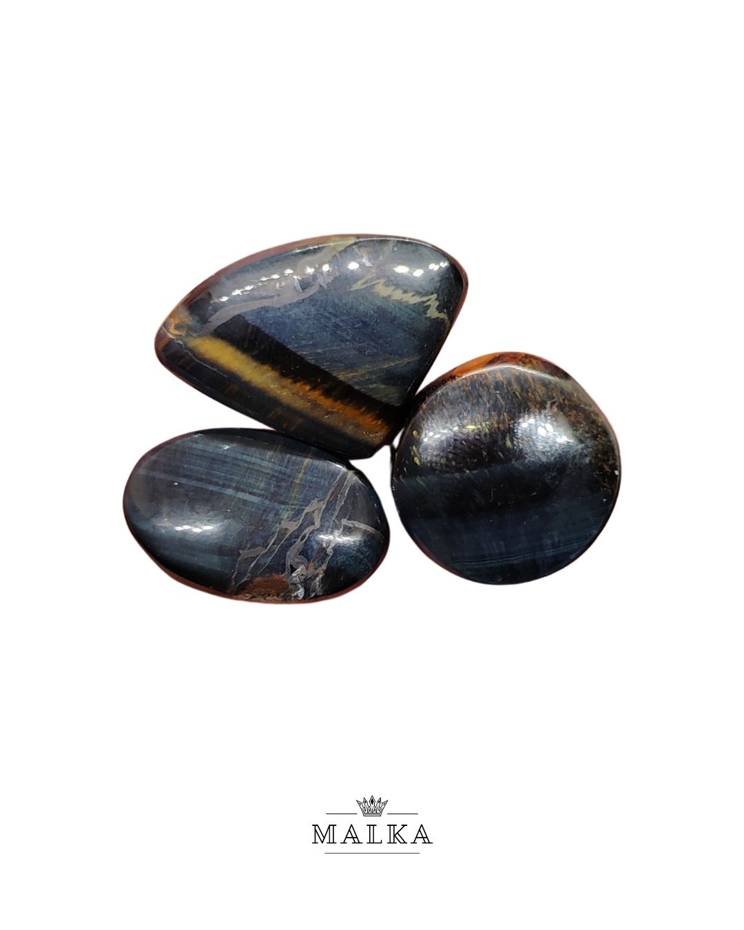 Black Tiger Eye Cabochon – Set of 3, Mixed Sizes (22-26mm)